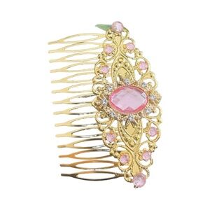 Pink crystal Rhinestone side comb Vintage Style 3.5”gold tone side Comb bridal